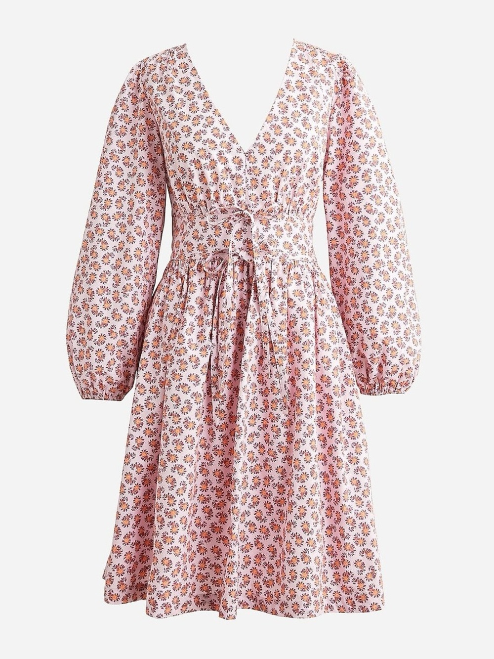 J. CREW V-Neck Cotton Poplin Mini Dress Peony Paisley Floral 8 NWT - Picture 2 of 9